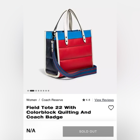 Coach Field Tote 22 With Colorblock Quilting And Coach Badge LIKE NEW - Picture 3 of 12
